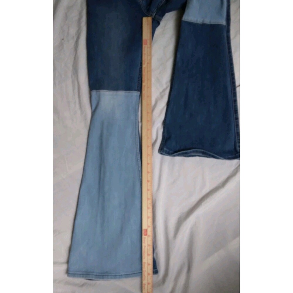 Hollister High Rise Vintage Flare Blue Jeans Patchwork Hippie Festival Women's 3 - Picture 8 of 13